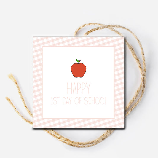 Pink 1st day of school instant download tags