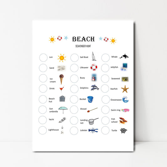 Beach Scavenger Hunt - Instant Download