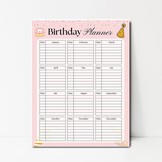 Birthday Planner - Instant Download