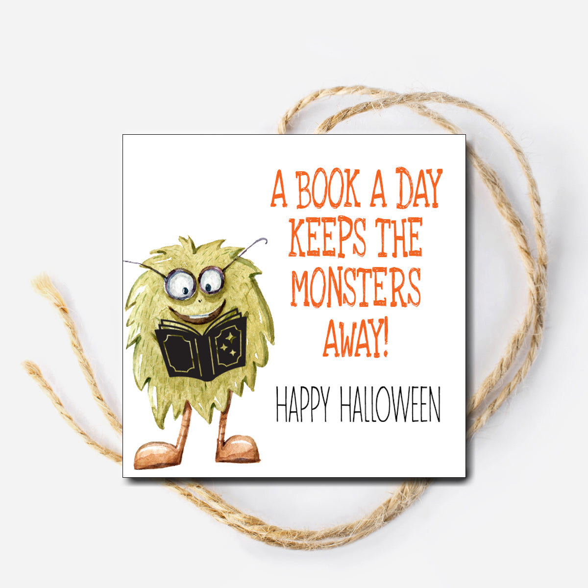 A Book a Day Keeps the Monsters Away Instant Download Tag