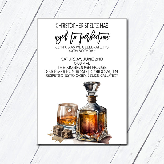 Whiskey Bourbon Birthday Invitation