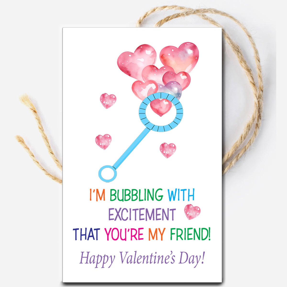 Bubble Valentine Instant Download Tag