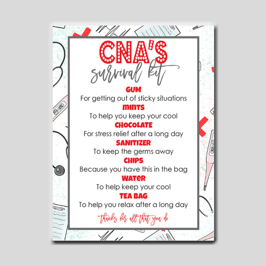 CNA Survival Kit Printable Tag