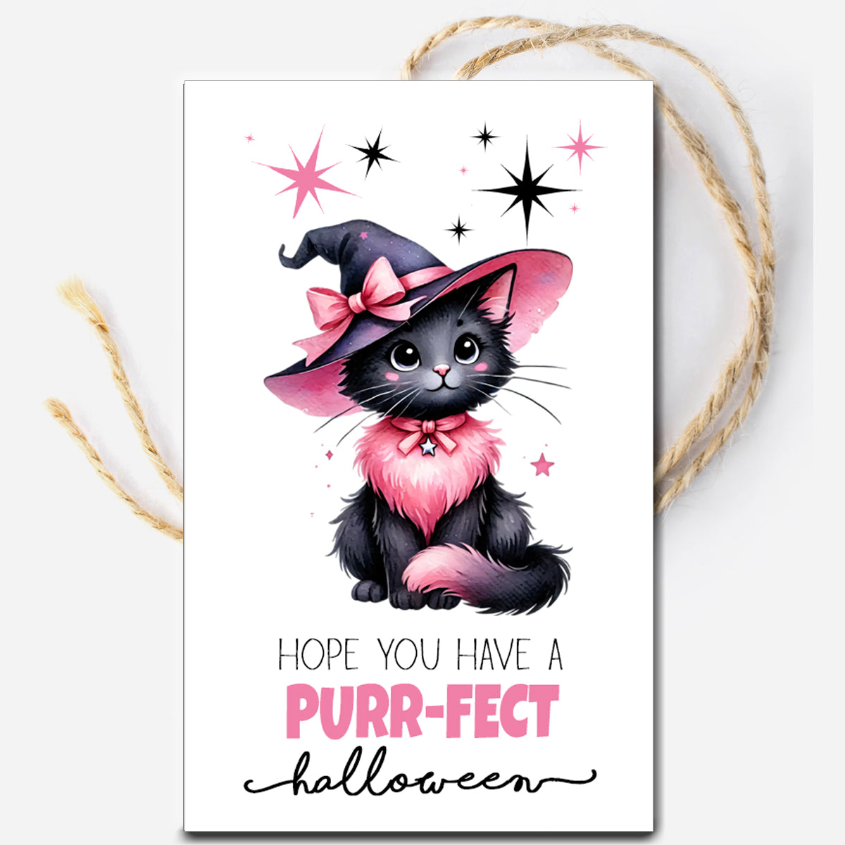 Halloween Cute Cat Instant Download Tag