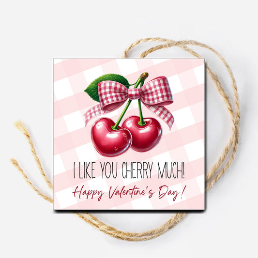 I like you Cherry Much Valentine Instant Download Tag