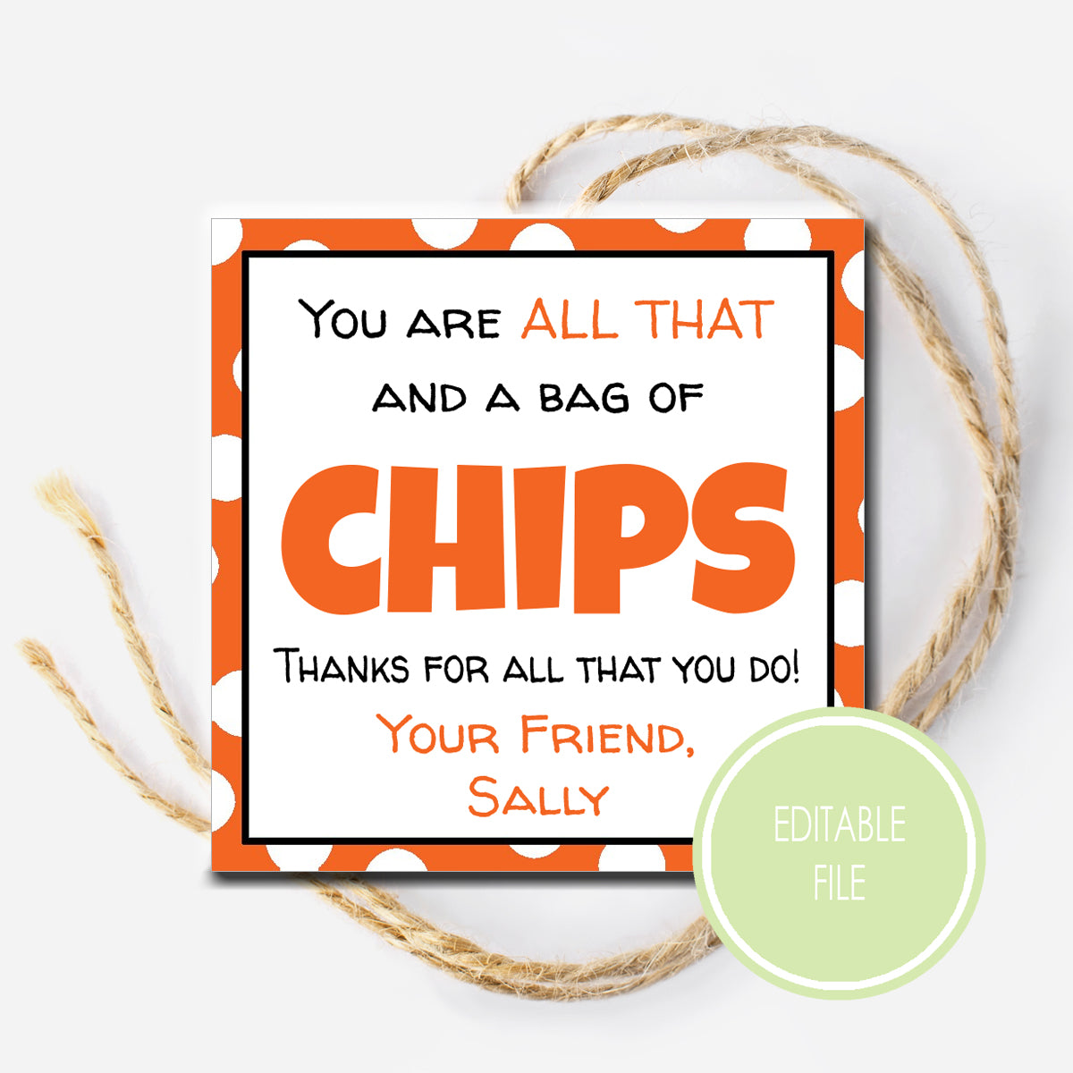 Halloween Chips Instant Download Gift Tag