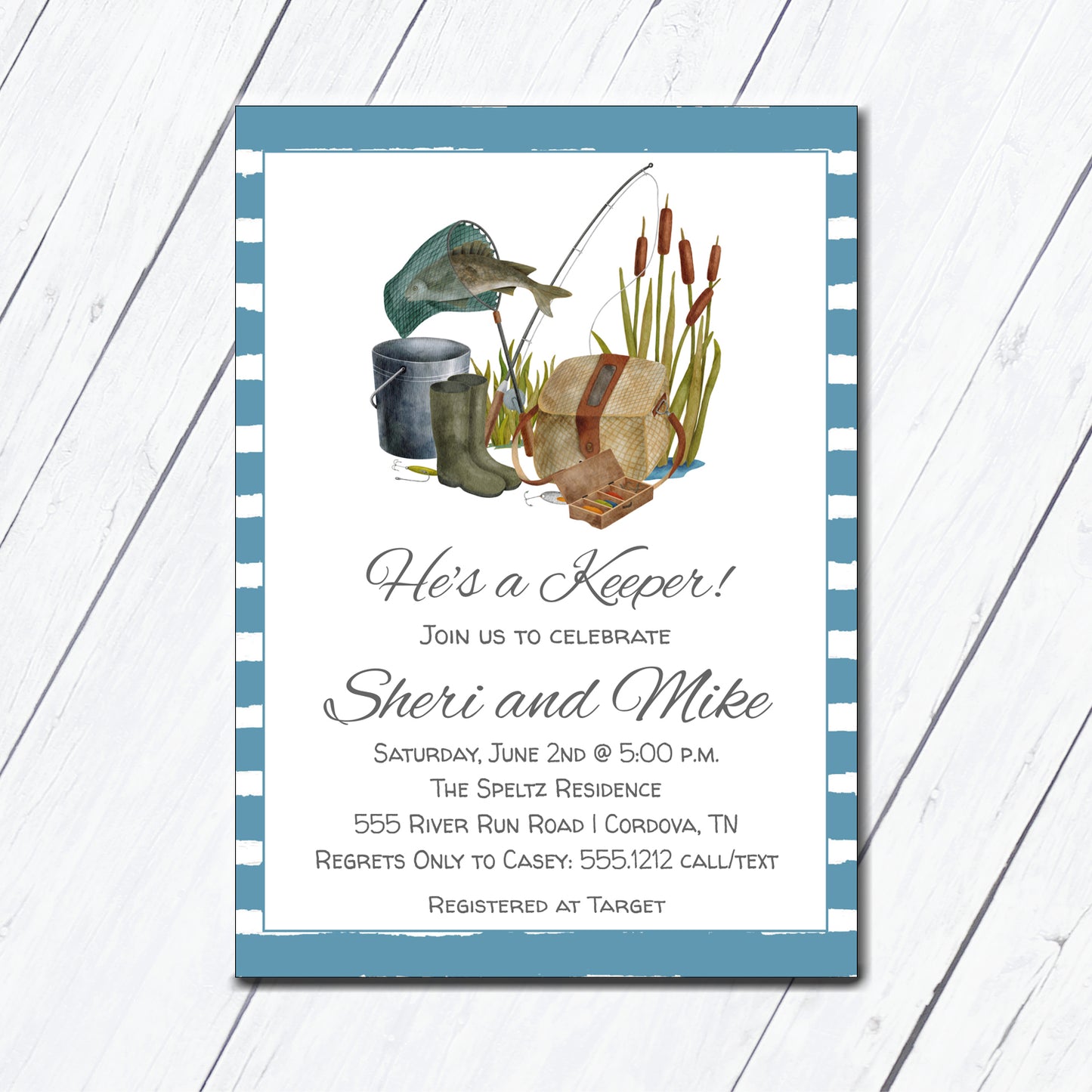 Fishing Themed Bridal Shower Invitation