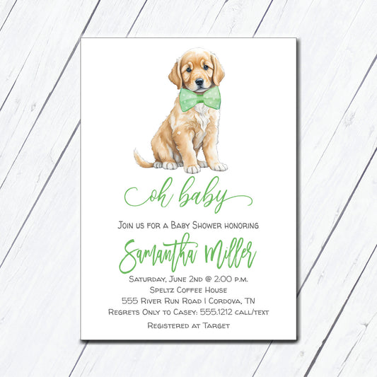 Golden Retriever Gender Neutral Baby Shower Invitation