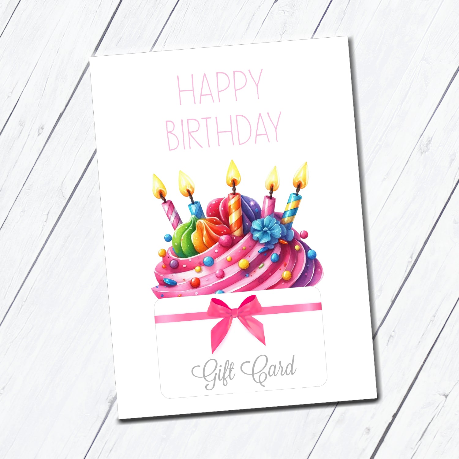 Happy Birthday Pink Instant Download Gift Card Holder