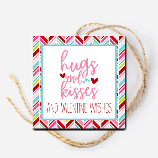 Hugs and Kisses and Valentine Wishes Instant Download Tag