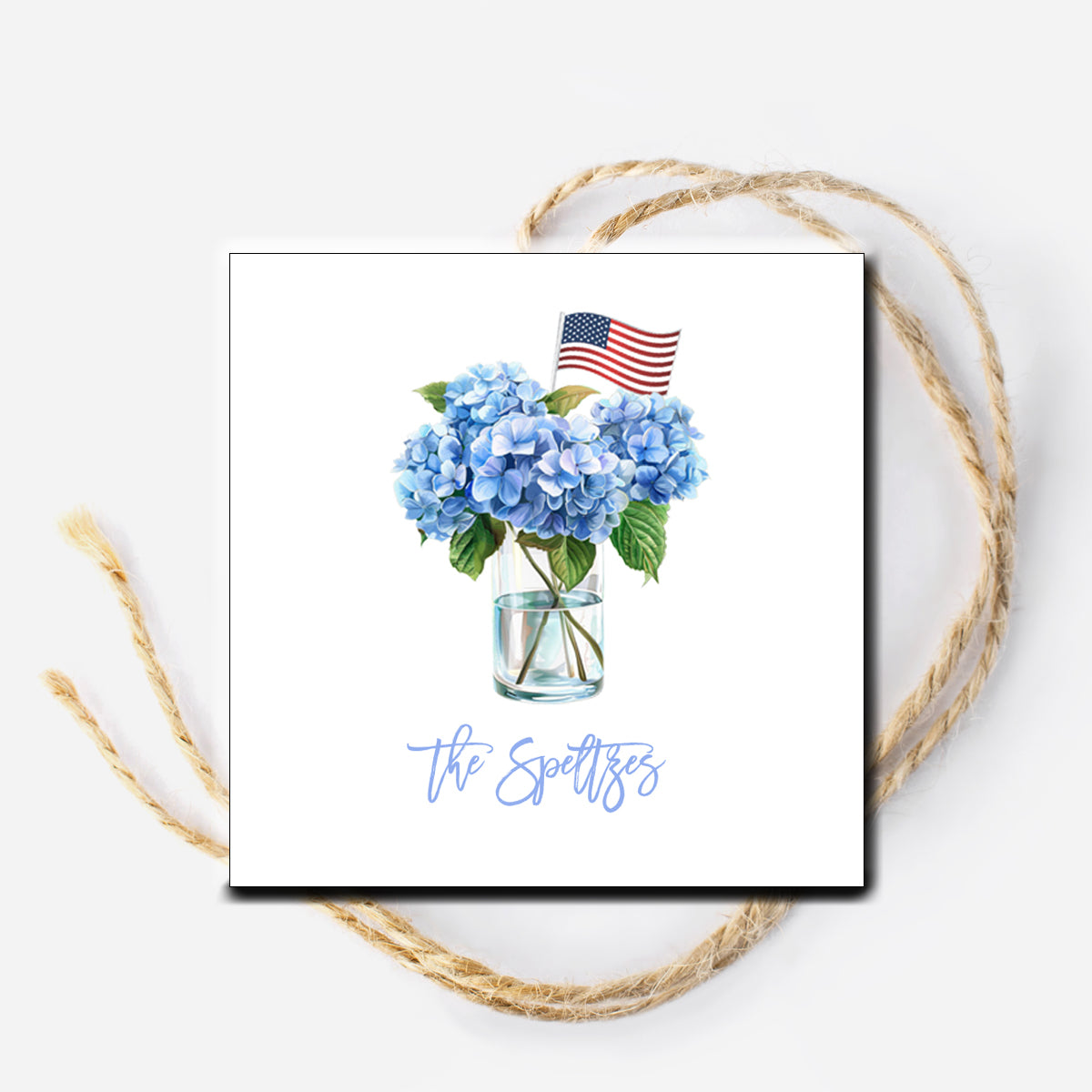 Patriotic Hydrangea Enclosure Card Tag