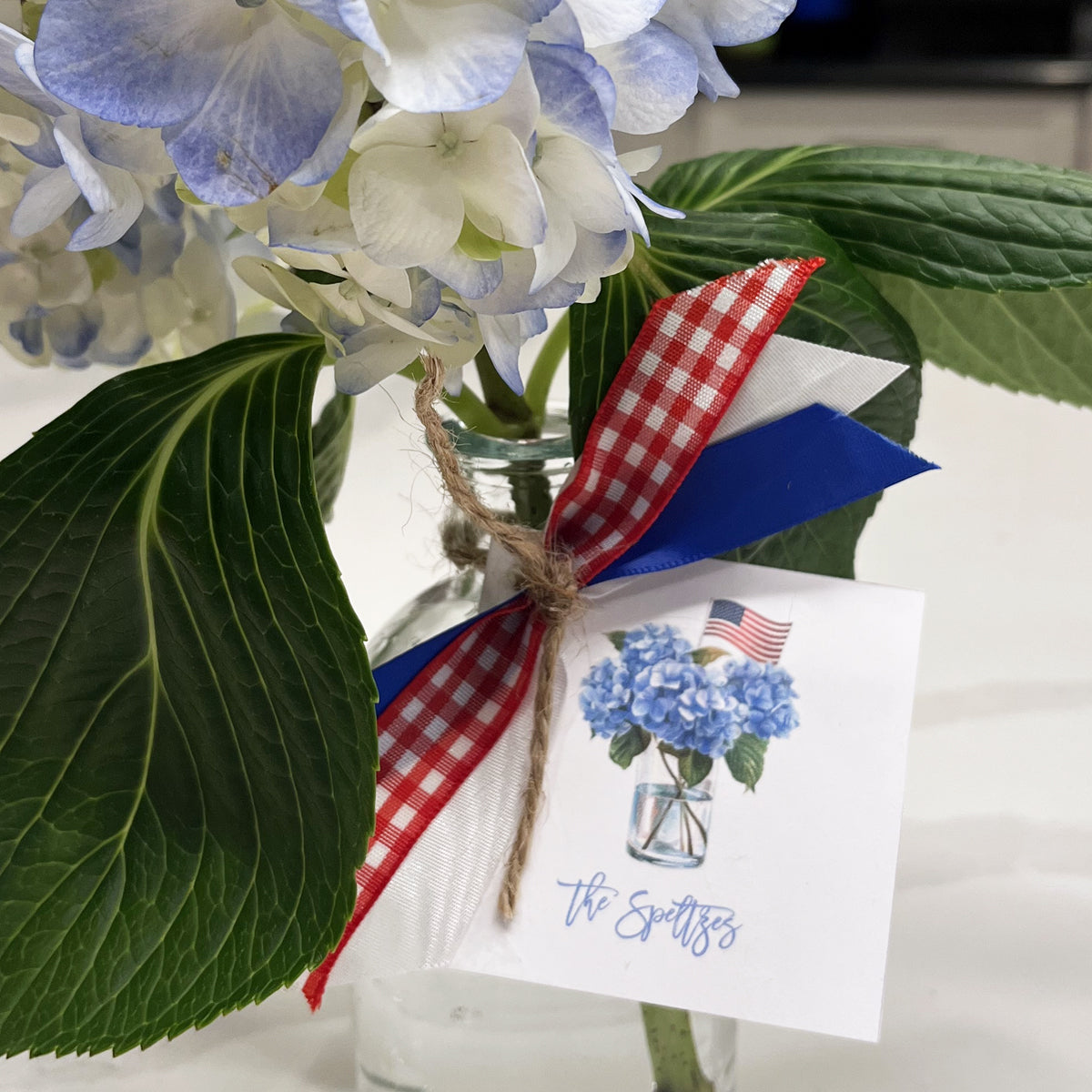 Patriotic Hydrangea Gift Tag