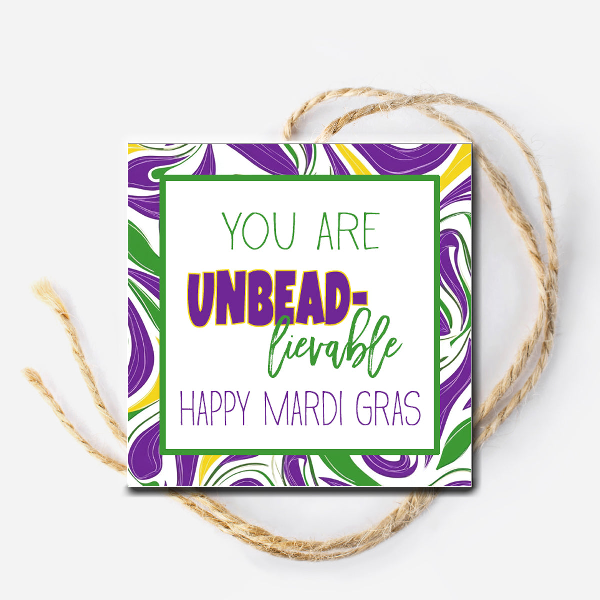 Mardi Gras Beads Instant Download Gift Tag