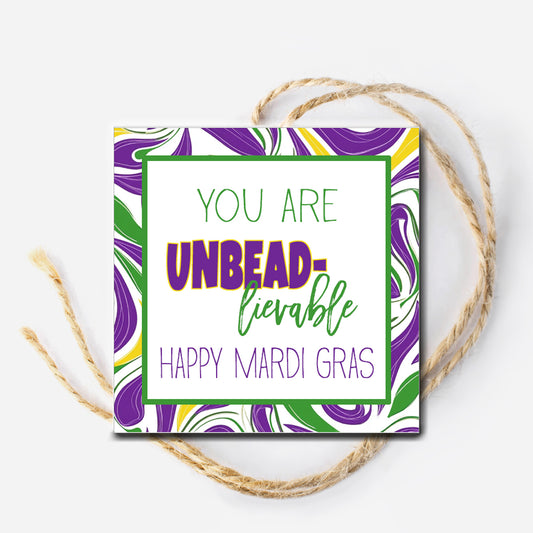 Mardi Gras Beads Instant Download Gift Tag