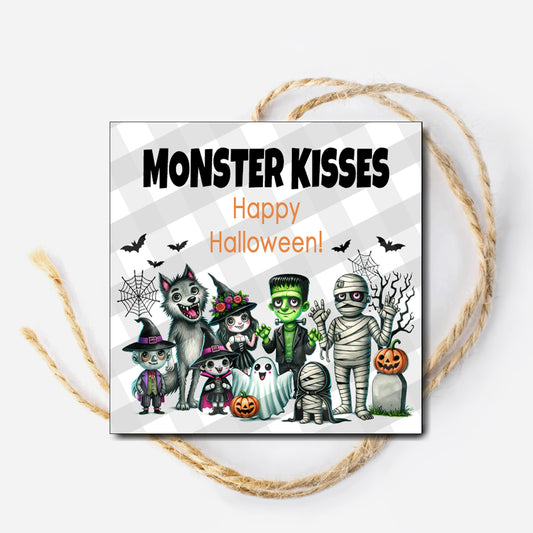 Halloween Monster Kisses Instant Download Tag