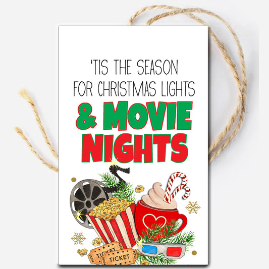 Christmas Lights and Movie Nights Instant Download Tag