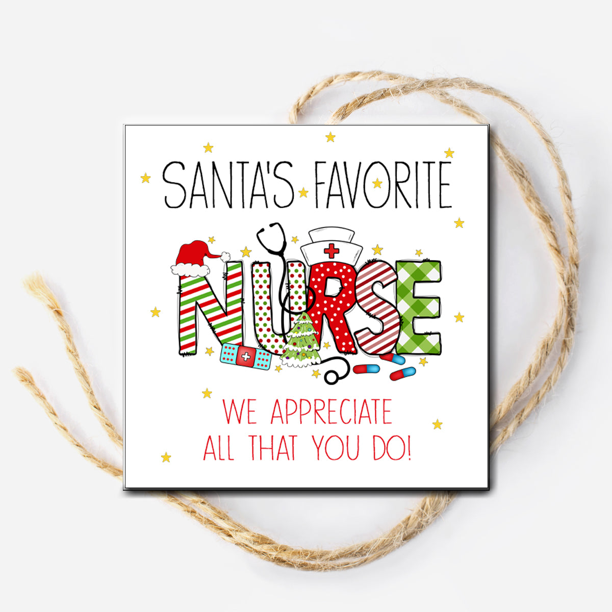 Santa's Favorite Nurse Instant Download Tag