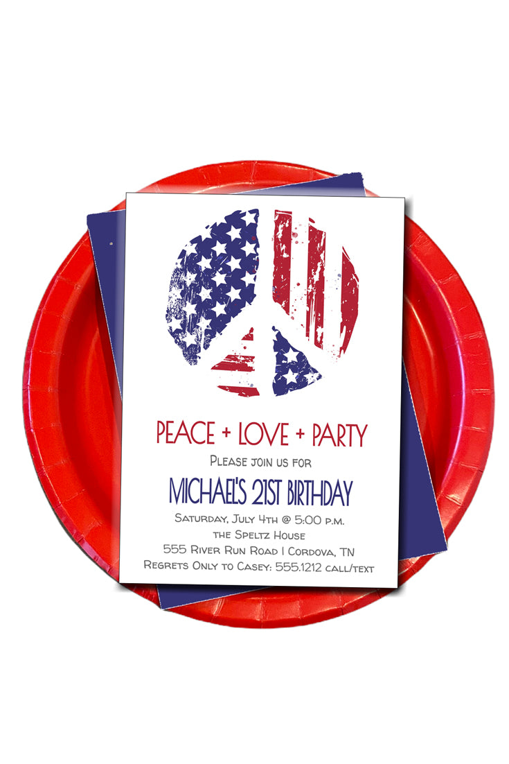 Peace Love Party Invitation