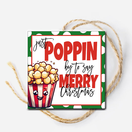 Christmas Popcorn Gift Instant Download Tag 