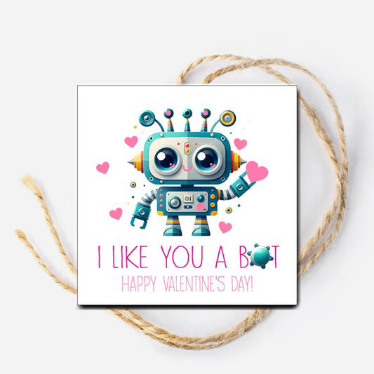 I like you a Bot Robot Valentine Instant Download Tag