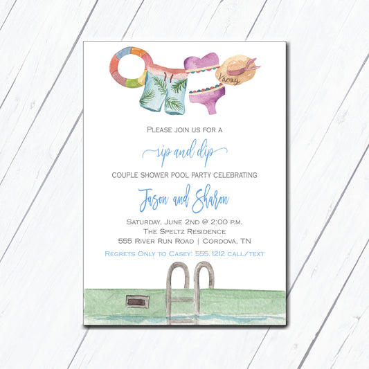 Sip and Dip Bridal Shower Invitation