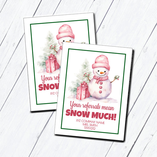 Christmas Snowman Referral Marketing Tags