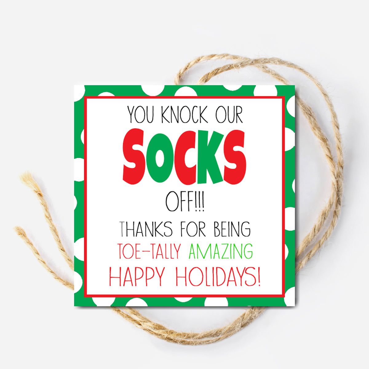 Christmas Socks Instant Download Tag