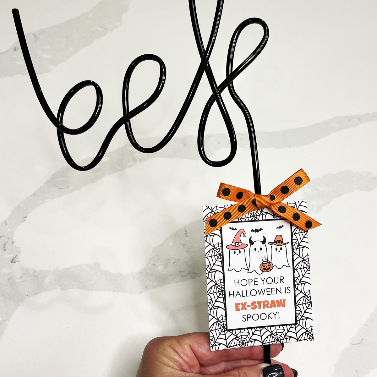 Halloween Straw Instant Download Tag