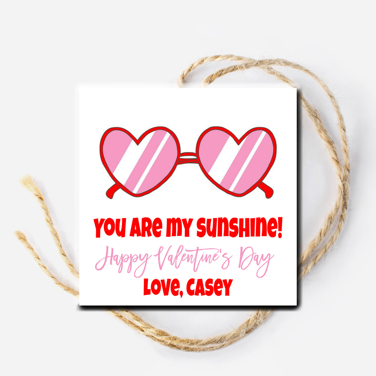 You are my Sunshine Valentine Tag