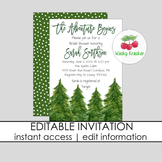 The Adventure Begins Bridal Shower Invitation