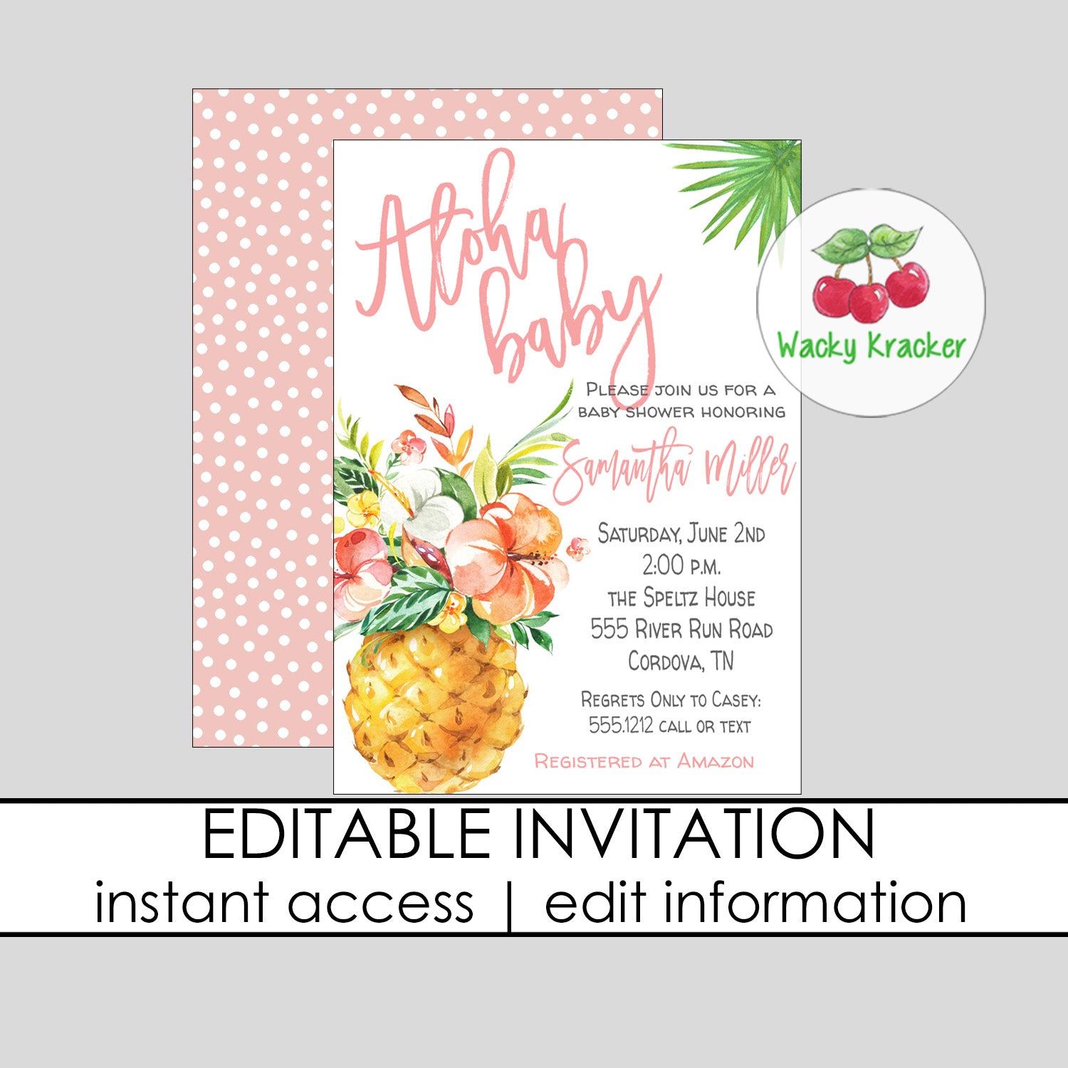 Pineapple orders baby shower invitations