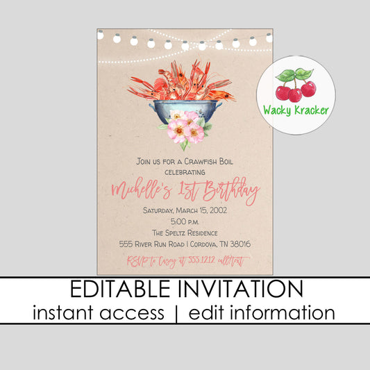 Outdoor Crawfish Party Invitation