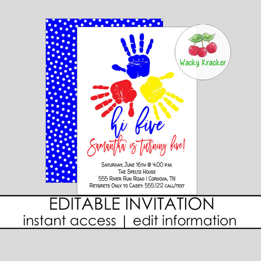 Hi Five Boy Birthday Invitation