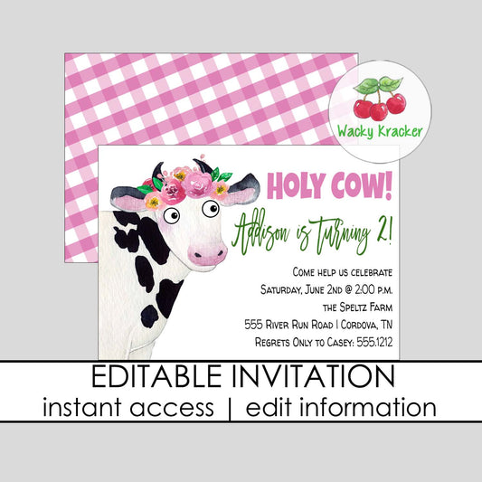 Holy Cow Birthday Invitation