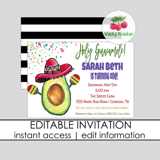 Holy Guacamole Invitation