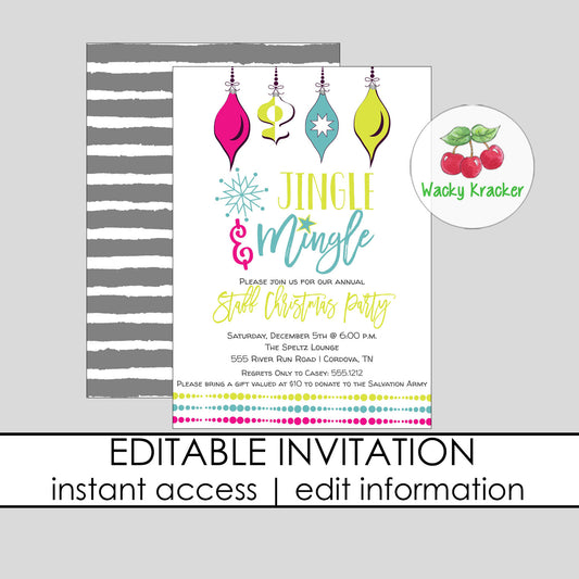 Jingle and Mingle Retro Invitation