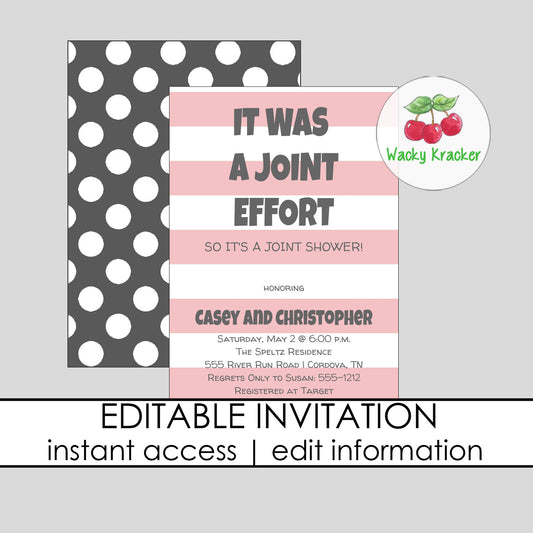 Joint Effort Girl Baby Shower Invitation