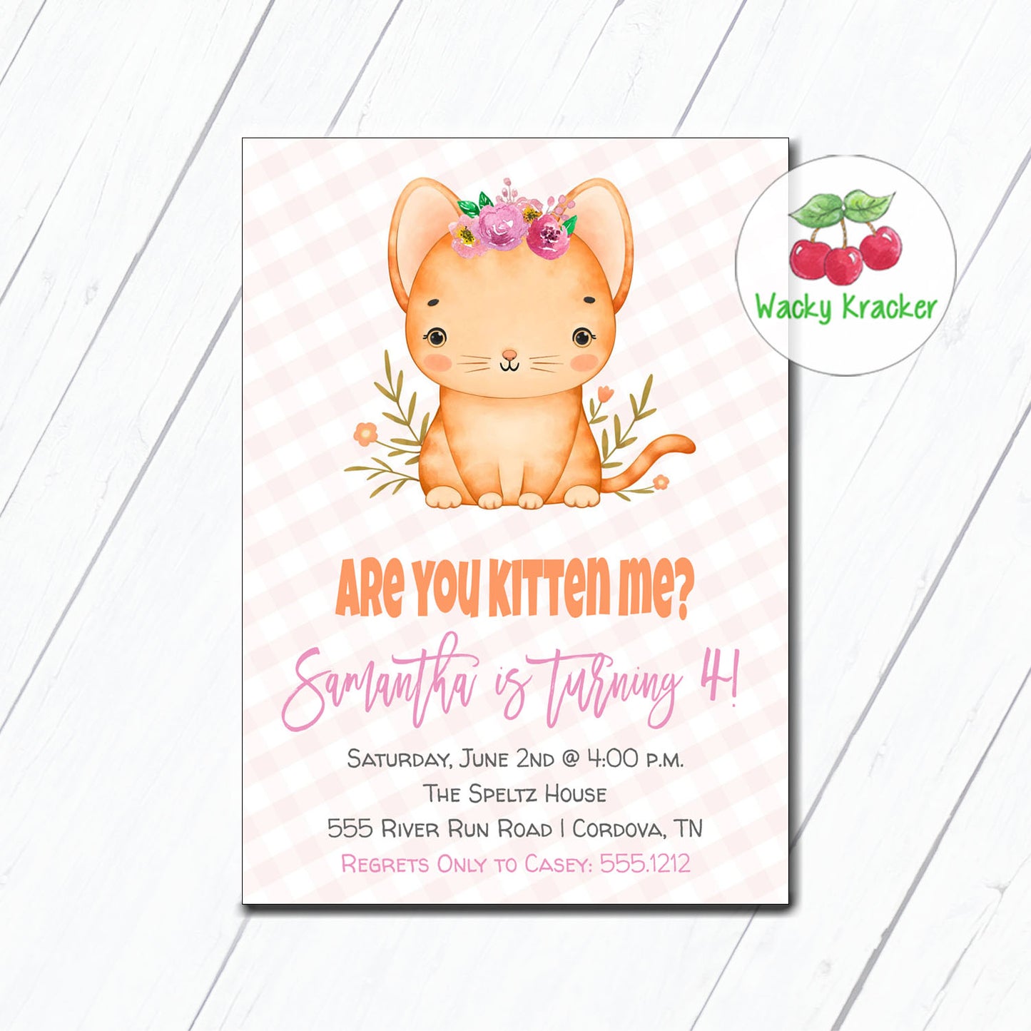 Kitten Birthday Invitation