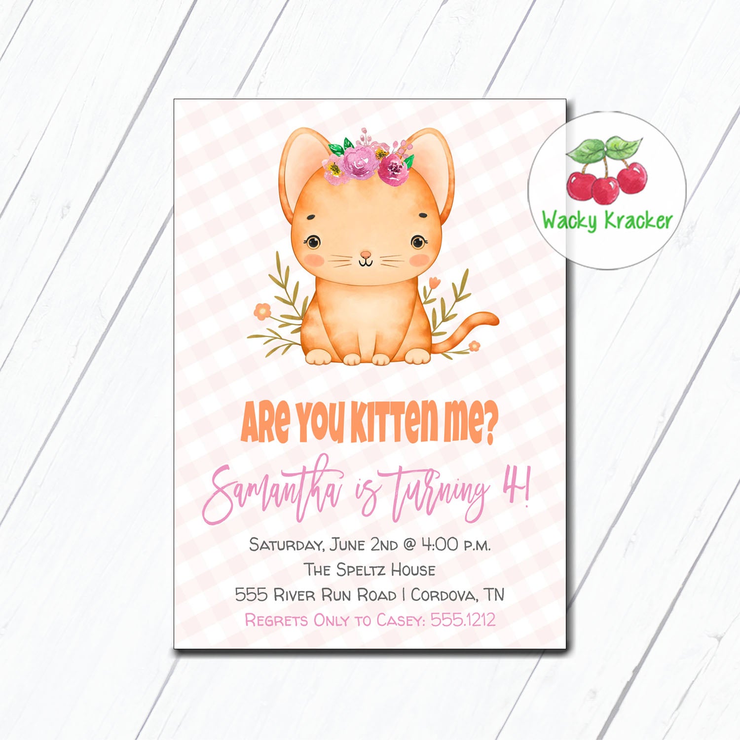 Kitten Birthday Invitation