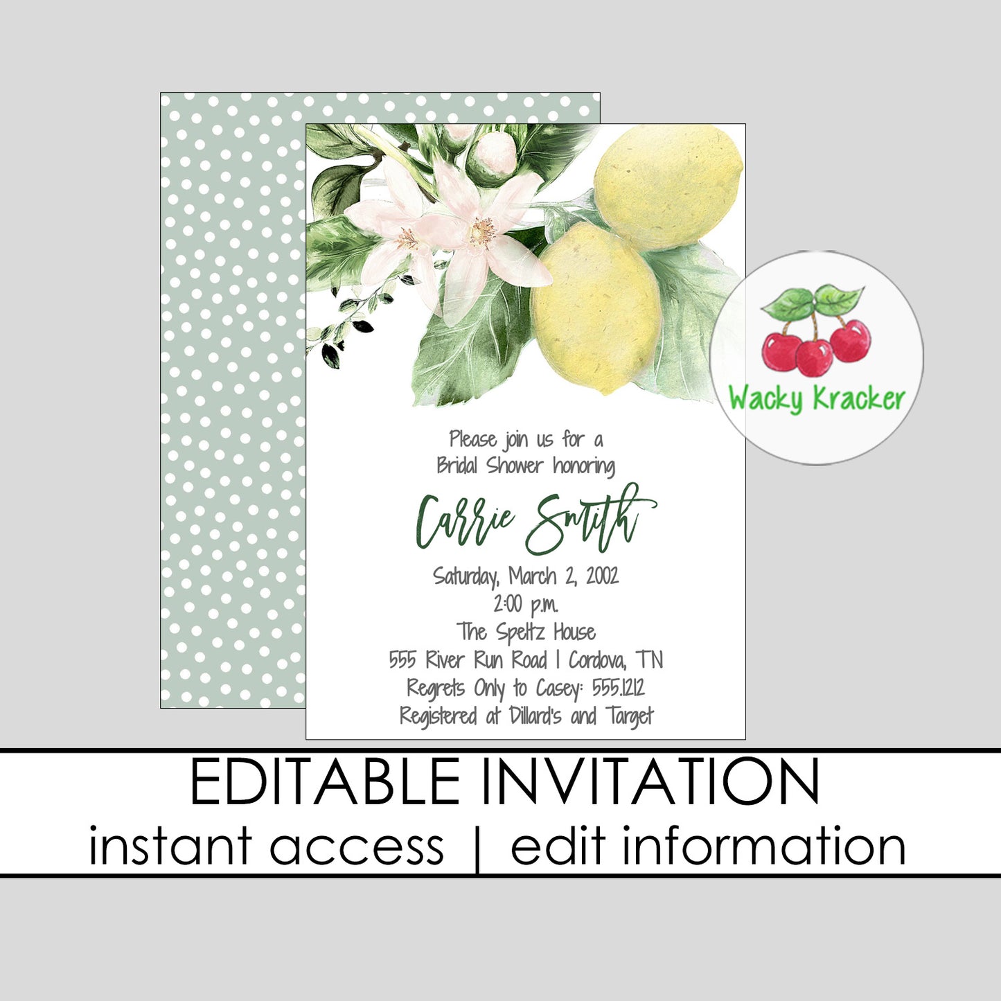 Lemon Bridal Shower Invitation