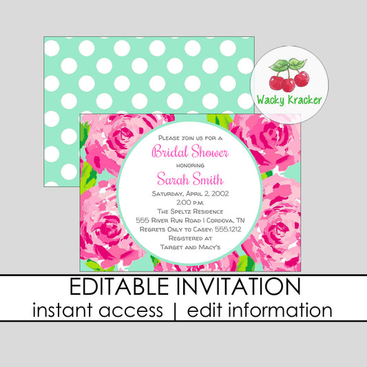 Roses Bridal Shower Invitation