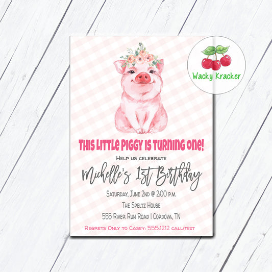 Pig Birthday Invitation