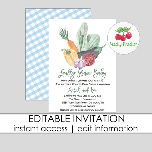 Locally Grown Baby Shower Invitation