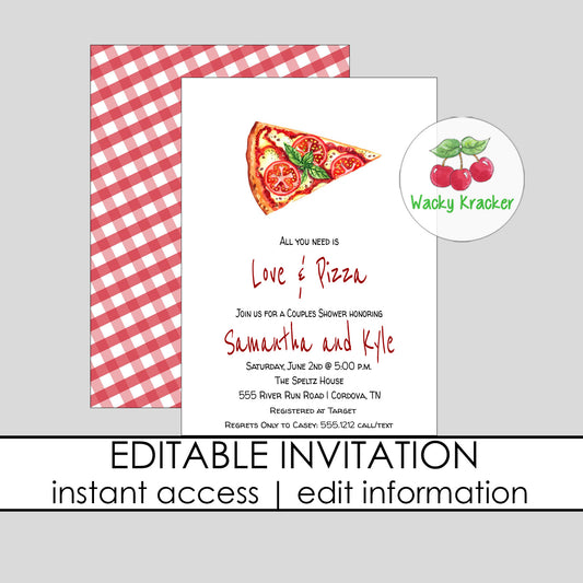 Love and Pizza Bridal Shower Invitation