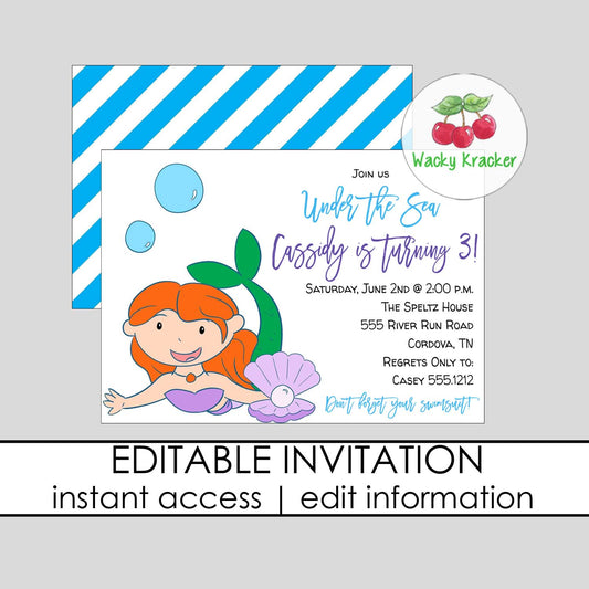 Mermaid Birthday Invitation