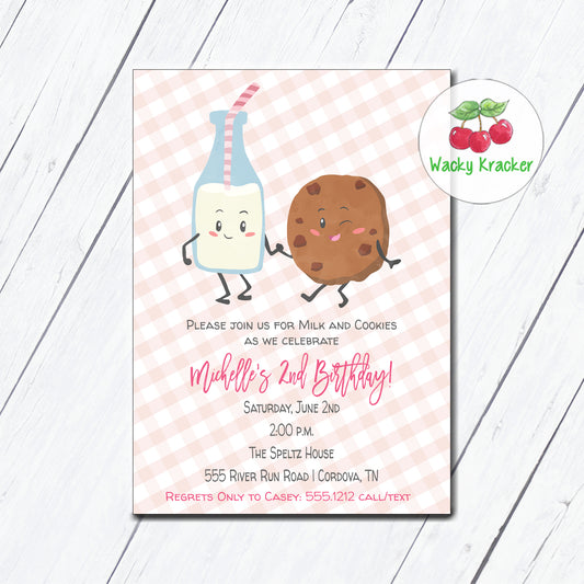 Milk and Cookies Birthday Invitation