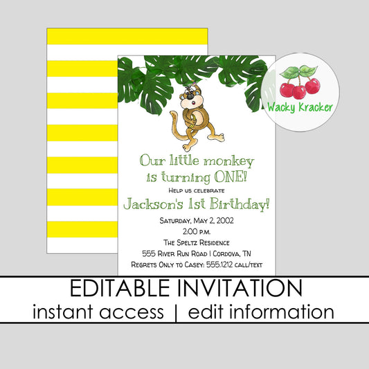 Monkey Birthday Invitation