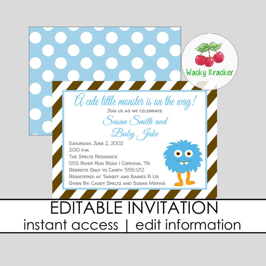 Little Monster Baby Shower Invitation