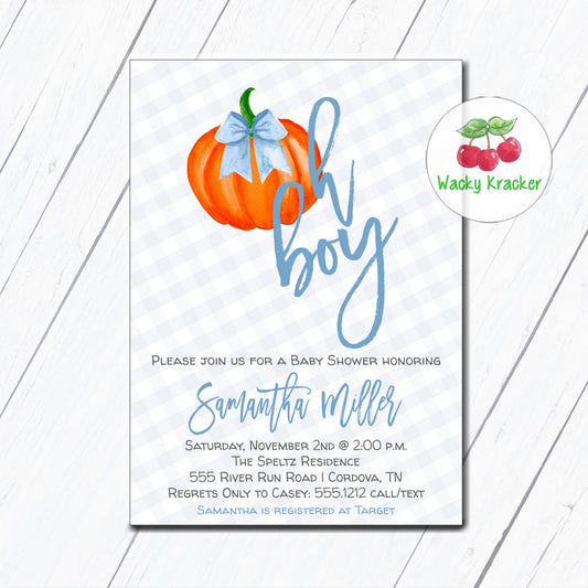 Pumpkin Baby Shower Invitation