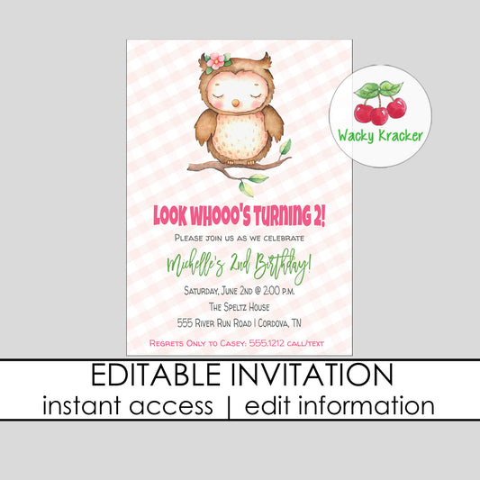 Owl Birthday Invitation